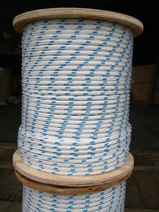 NovaTech XLE Halyard Sheet Line, Dacron Sailboat Rope 5/16" x 50' White/Blue - Picture 1 of 3