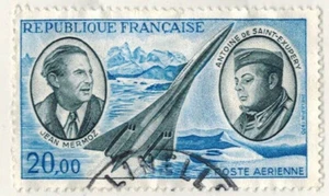 1970-Timbre aviation France(Ob)-Mermoz-St.Exupéry-Concorde-Yt.PA.44 - Imagen 1 de 1