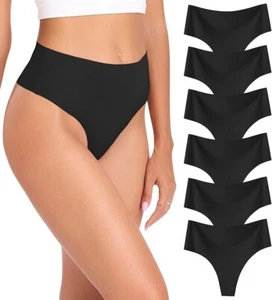 Wealurre Womens Underwear High Waisted Seamless Thongs for Women Breathable 6PK - Picture 1 of 5