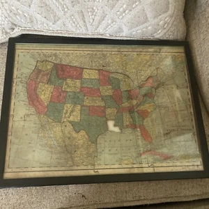 Vintage 1883 The Silent Teacher United States Map Sherwin Williams Paint Puzzle - Picture 1 of 16