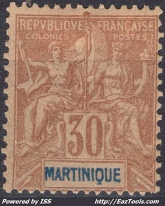 MARTINIQUE TYPE GROUPE 30c BRUN N° 39 NEUF * AVEC CHARNIERE - Picture 1 of 2