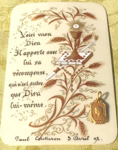 FRANZÖSISCHER ANTIKER WINZIGER RELIGIÖSER ANHÄNGER AUS DEM 19. JAHRHUNDERT ~ VERGOLDET ~ JUNGFRAU MARIA ~ HERGESTELLT IN FRANKREICH - Bild 1 von 4