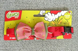 Der Grinch verstellbares Haustier Weihnachtshalsband mit Schleife 2023 rot grün festlich XMAS - Bild 1 von 8