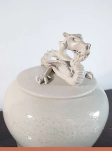 Vaso terracotta lucido ceramica arredamento arredo scultura drago scolpito - Foto 1 di 11