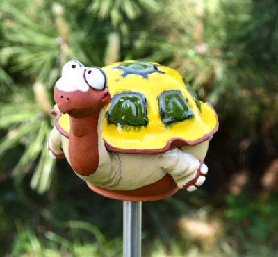 Cerámica Jardín Decoración Animal Estaca Césped Tortuga 14cm Midene Hecho a Mano Foto 1 de 4