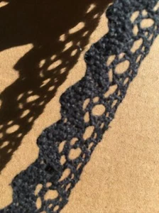 1 yard black cotton lace crochet like trim 3/8”wide - Picture 1 of 4
