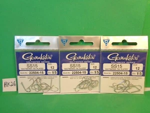 Gamakatsu Tin Plated Saltwater Hooks, Size 12 #SS15, 3 Packs 45 Total Hooks - Picture 1 of 8