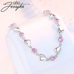 Armband Damen Herz 925 Sterling Silber Zirkon Kette Frauen Geschenk Schmuck - Bild 1 von 10