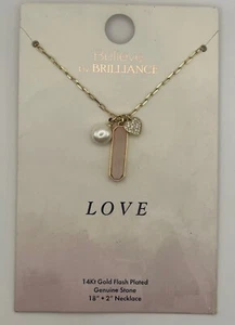 Believe by Brilliance 14K Gold Flash Plated Genuine Stone NECKLACE - Picture 1 of 2