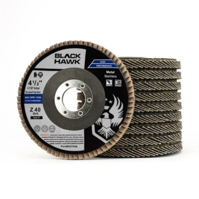 4-1/2" x 7/8" Black Hawk Zirconia Flap Discs T27 4.5" Sanding & Grinding Wheels - Image 1 of 4