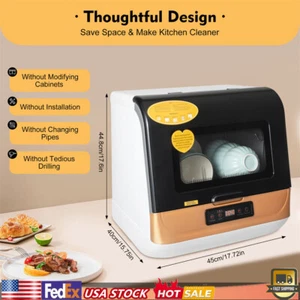 800W Portable Mini Dish Washer Large Capacity Compact Counter-top Dish Washer - Picture 1 of 17