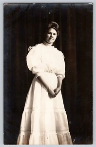 Postcard RPPC Photo Portrait Women Classic Fashion White Dress Unposted c1910 - Picture 1 of 2