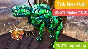 ark survival ascended pve Tek Rex Pair, 855% Melee(100), 100% Imprinting - Picture 1 of 2