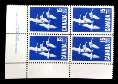 Estampilla de Canadá Scott 415 ganso bloque de 15 centavos de 4 MNH 1964 Foto 1 de 2