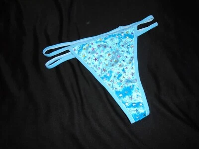 Nuevo sin etiquetas Tanga Bragas Tanga Doble Cuerda Azul Terciopelo Estrellas Metálicas De Colección Para Mujer Y2K M Foto 1 de 4