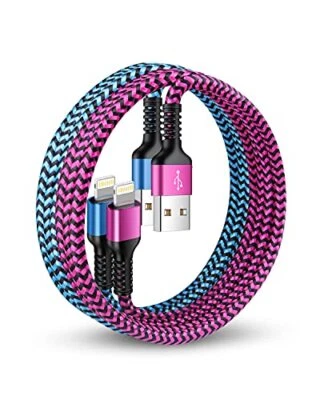 Paquete de 2 cargadores de cable de carga trenzado de nailon de 3 pies para iPhone X 8 7 6S Foto 1 de 4