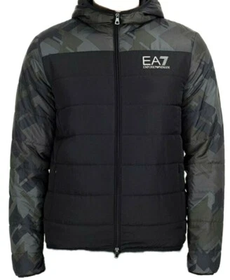 New Mens EA7 Emporio Armani 6GPB02 Camo Puffer Bomber Jacket Black Size XL - Image 1 of 4