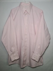 Roundtree & Yorke Gold Label Men's Dress Shirt 16.5-34 FITTED Pink Striped - Picture 1 of 4