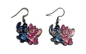 Stitch and Angel Friends Enamel Metal French Wire Earrings - Picture 1 of 1