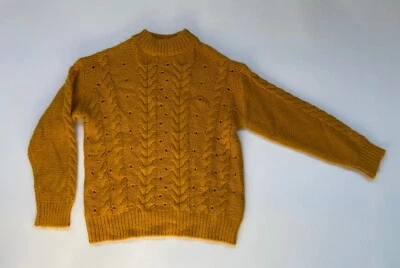 Suéter Mayoral Niñas 14 Mostaza Suave Grueso Cable Tejido Cuello Redondo Suéter Foto 1 de 4