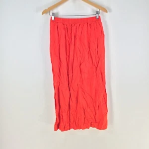 Sportsgirl skirt womens 10 flare midi red stretch linen blend 109096 - Picture 1 of 10