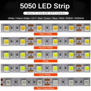 1/5m SMD 5050 LED Flexible Tape Strip Light DC12V 60leds / m RGB CCT RGBW RGBWW - Picture 1 of 25