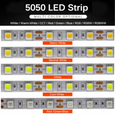 1/5m SMD 5050 LED Flexible Tape Strip Light DC12V 60leds / m RGB CCT RGBW RGBWW - Image 1 of 4