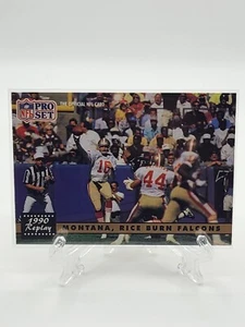 1991 NFL Pro Set Football 1990 Replay #329 Montana, Rice Burn Falcons - Picture 1 of 2