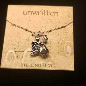 Sterling Silber Engel hält ein Herz Halskette 18 Zoll Kette NEU - Bild 1 von 6