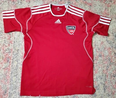 Tênis vintage Adidas Youth 11/12 anos vermelho USTA Estados Unidos Assoc. Camiseta-GUC - Imagem 1 de 4