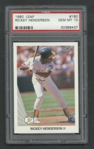 PSA 10 GEM MINT RICKEY HENDERSON 1990 LEAF #160