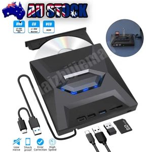 7in1 External CD DVD Drive USB3.0 Disc Player Burner Writer For PC Mac Windows - Picture 1 of 7