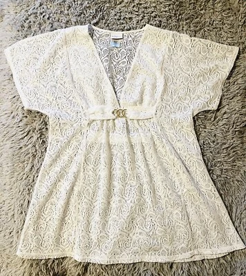 Traje de baño Jaclyn Smith blanco encaje talla L Foto 1 de 3