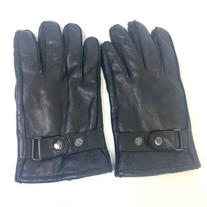 Izod schwarze Lederhandschuhe Herren L Thinsulate gefüttert ein gebrochener Druckknopf Vintage - Bild 1 von 7