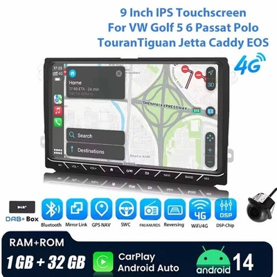 Für VW GOLF 5 6 Touran EOS Polo DAB+ Android 14 Carplay Autoradio GPS RDS - Bild 1 von 4