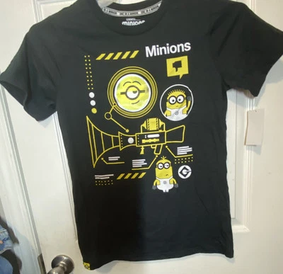 Minions T-Shirt YOUTH Large NEW Rise Of Guru NWT Black Yellow Fart Blaster Boys - Image 1 of 4