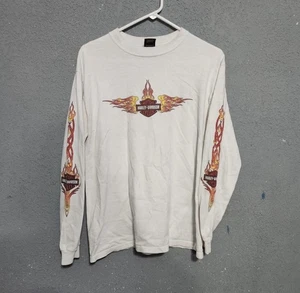 Vintage Harley Davidson T Shirt Langarm Flammen 90er Medium Made In USA Chrom - Bild 1 von 10