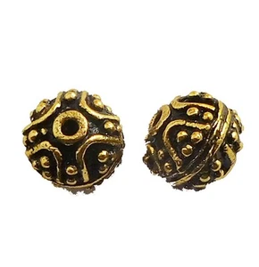 25 PCS 9MM SOLID COPPER BALI BEAD ANTIQUE GOLD PLATED 564 - Picture 1 of 3