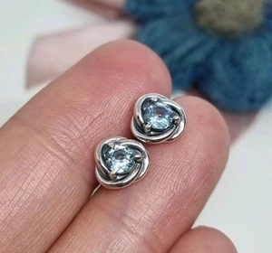 NEW Genuine PANDORA MARCH Birthstone Eternity Circle Stud Earrings π S925 ALE - Picture 1 of 5