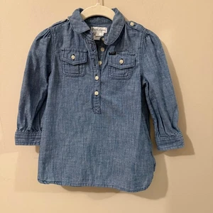 Ralph Lauren Chambray Hemdblusenkleid Mädchen 12M Langarm Knopfleiste Freizeit - Bild 1 von 4