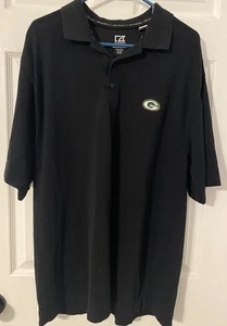 Green Bay Packers Polo Large Cutter And Buck Embroidered Logo Packer Black - Picture 1 of 5