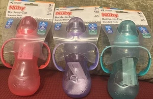 Nuby 2-Stage Baby Bottle with Removeable Handle -Anti-Colic -Non-Drip -Lot Of 3 - Picture 1 of 4