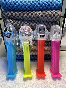 PEZ Halloween Crystal  Naughty Neil Happy Henry Slimy Sid Skull 4.9 Set Of 4 - Picture 1 of 21