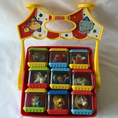Fisher Price Peek A Boo Blocks Circus Set With Carry Case  9 Blocks Sensory CUTE - Image 1 of 4