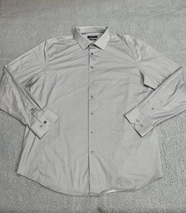 Bugatchi Shirt Mens XXL 2XL Gray White Long Sleeve Performance 8 Way Stretch - Picture 1 of 14