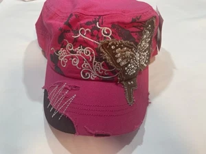Bling It Up Fashion Cadets Damenhut abgenutzt rosa Schmetterling verstellbar - Bild 1 von 5