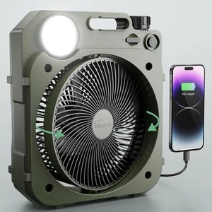 8'' Small 20000 mAh Camping Fan 90 Tilt and Side to Side Auto Oscillating - Picture 1 of 7