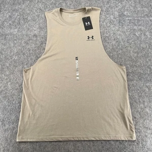 Camiseta sin mangas Under Armour para hombre UA pecho izquierdo talla 2XL beige NUEVA - Imagen 1 de 12