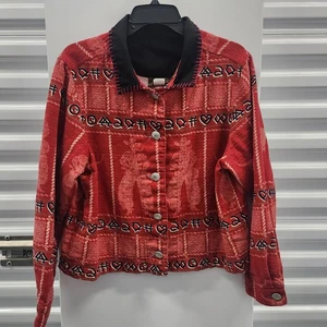 Camicia western vintage Rough Rider croped cowgirl Southwest rodeo colorata taglia L USA - Foto 1 di 10