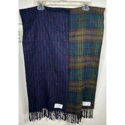 套装/2 Christian Dior Cashmaire 丙烯酸围巾格子条纹英格兰老钱复古 — 第 1/4 张图片